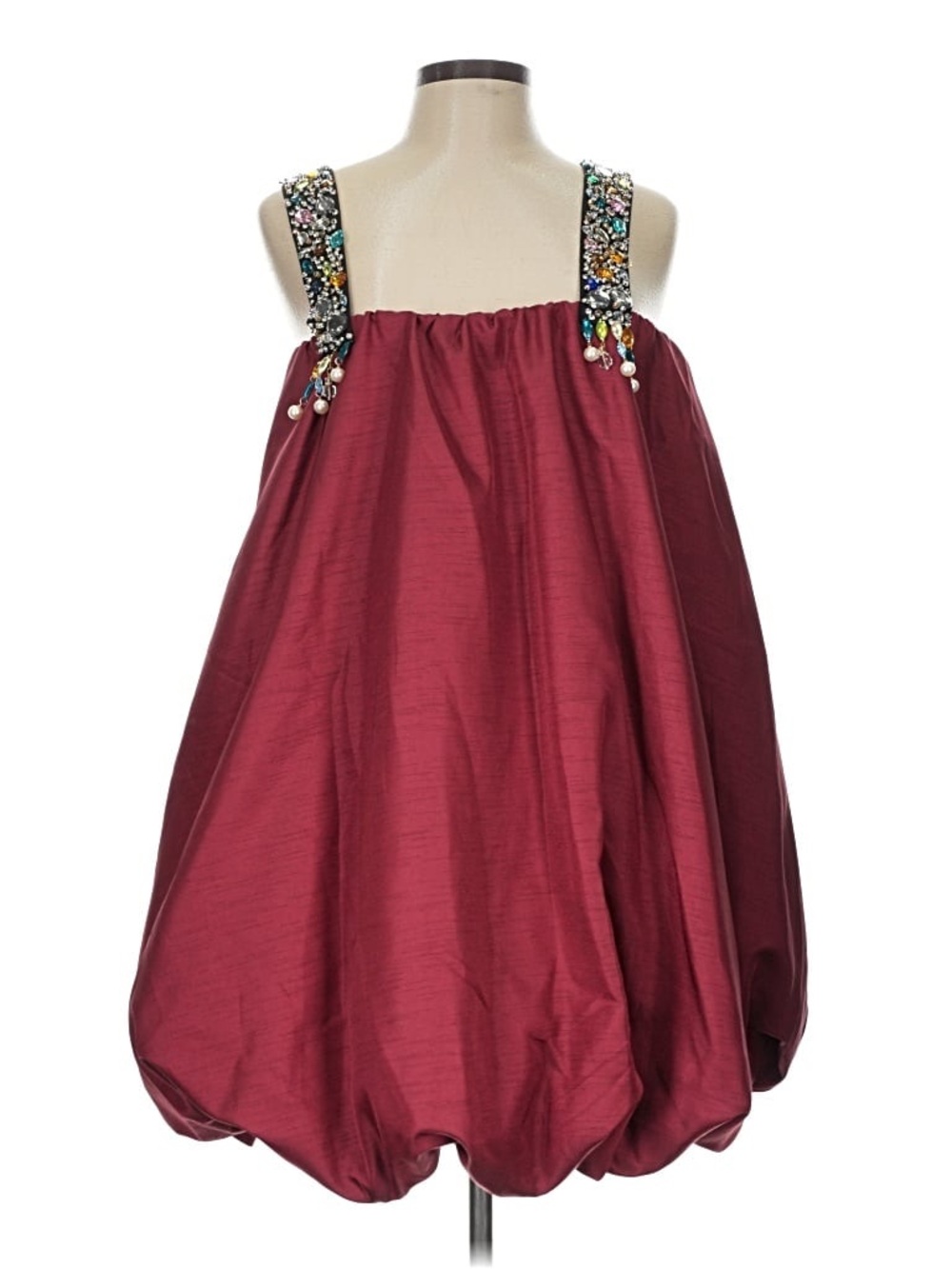 Sunday in Brooklyn Embellished-Strap Bubble Mini Dress in Red Wine size Medium M